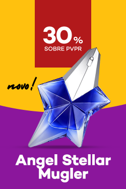 Novo perfume Angel Stellar Mugler com 30% desconto sobre preço de Venda ao Público Recomendado.